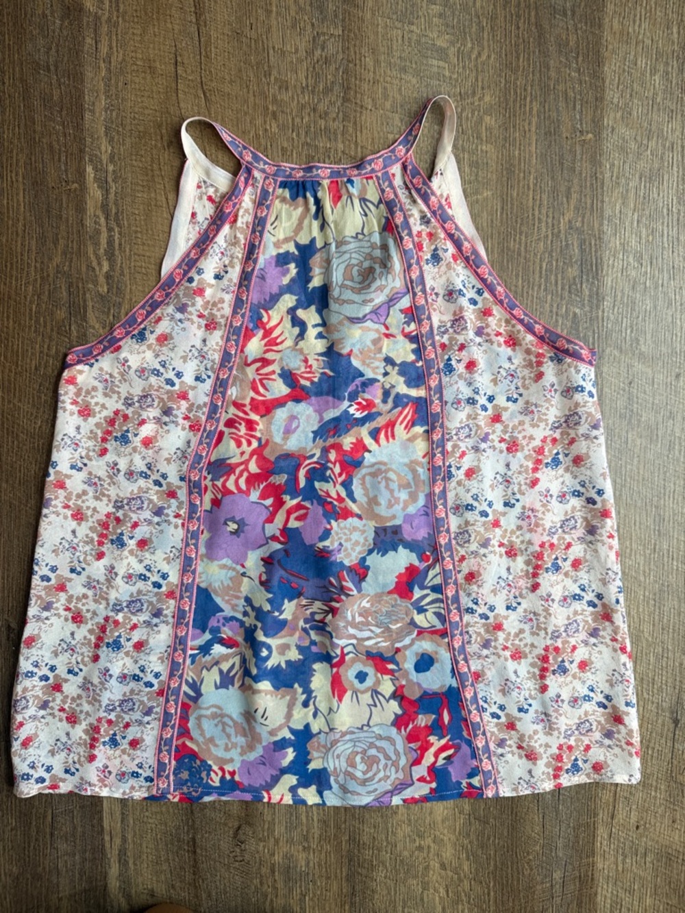 Joie Women's Floral Silk Tie-Neck Tank Red White Blue Multi Size Small - Picture 11 of 13